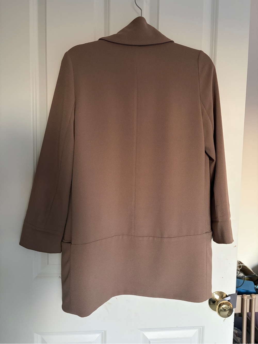 Wilfred Open-Front Shawl Collar Coatigan in Taupe - Picture 2 of 4